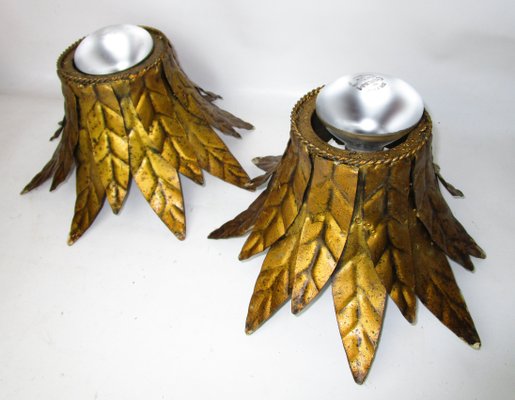 Golden Ceiling Lamps, 1950s, Set of 2-ZVO-568318