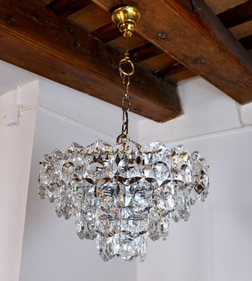 Golden Cut Glass Chandelier from Kinkeldey, Germany, 1970s-EJE-1373642