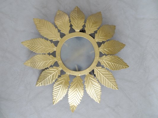 Golden Floral Ceiling Lamp, 1970s-POM-708198