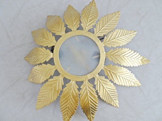 Golden Floral Ceiling Lamp, 1970s-POM-708198