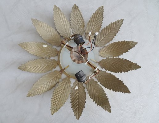 Golden Floral Ceiling Lamp, 1970s-POM-708198