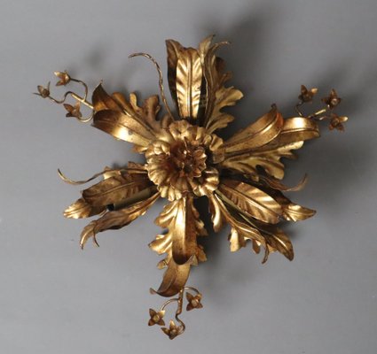 Golden Floral Ceiling Lamp by Hans Kögel, 1980s-ESB-1794515