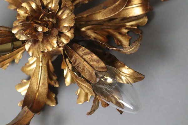 Golden Floral Ceiling Lamp by Hans Kögel, 1980s-ESB-1794515