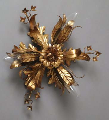 Golden Floral Ceiling Lamp by Hans Kögel, 1980s-ESB-1794515