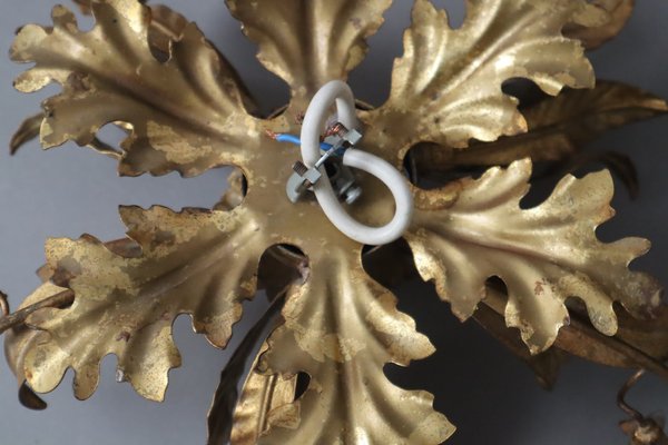 Golden Floral Ceiling Lamp by Hans Kögel, 1980s-ESB-1794515