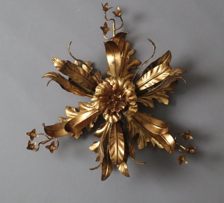 Golden Floral Ceiling Lamp by Hans Kögel, 1980s-ESB-1794515