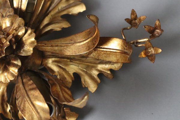 Golden Floral Ceiling Lamp by Hans Kögel, 1980s-ESB-1794515