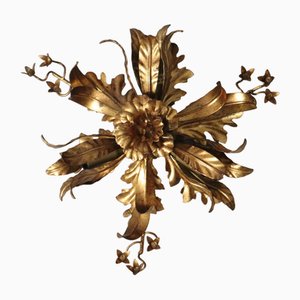 Golden Floral Ceiling Lamp by Hans Kögel, 1980s-ESB-1794515