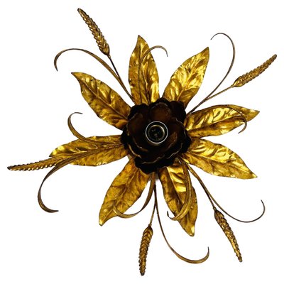 Golden Florentine Flower Shape Flushmount attributed to Hans Kögl, Germany, 1970s-PUK-1450267