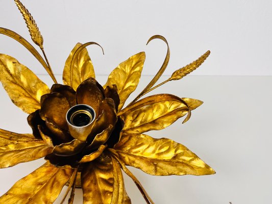 Golden Florentine Flower Shape Flushmount attributed to Hans Kögl, Germany, 1970s-PUK-1450267