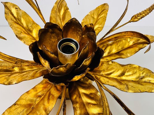 Golden Florentine Flower Shape Flushmount attributed to Hans Kögl, Germany, 1970s-PUK-1450267