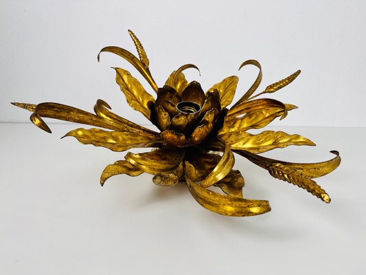 Golden Florentine Flower Shape Flushmount attributed to Hans Kögl, Germany, 1970s-PUK-1450267