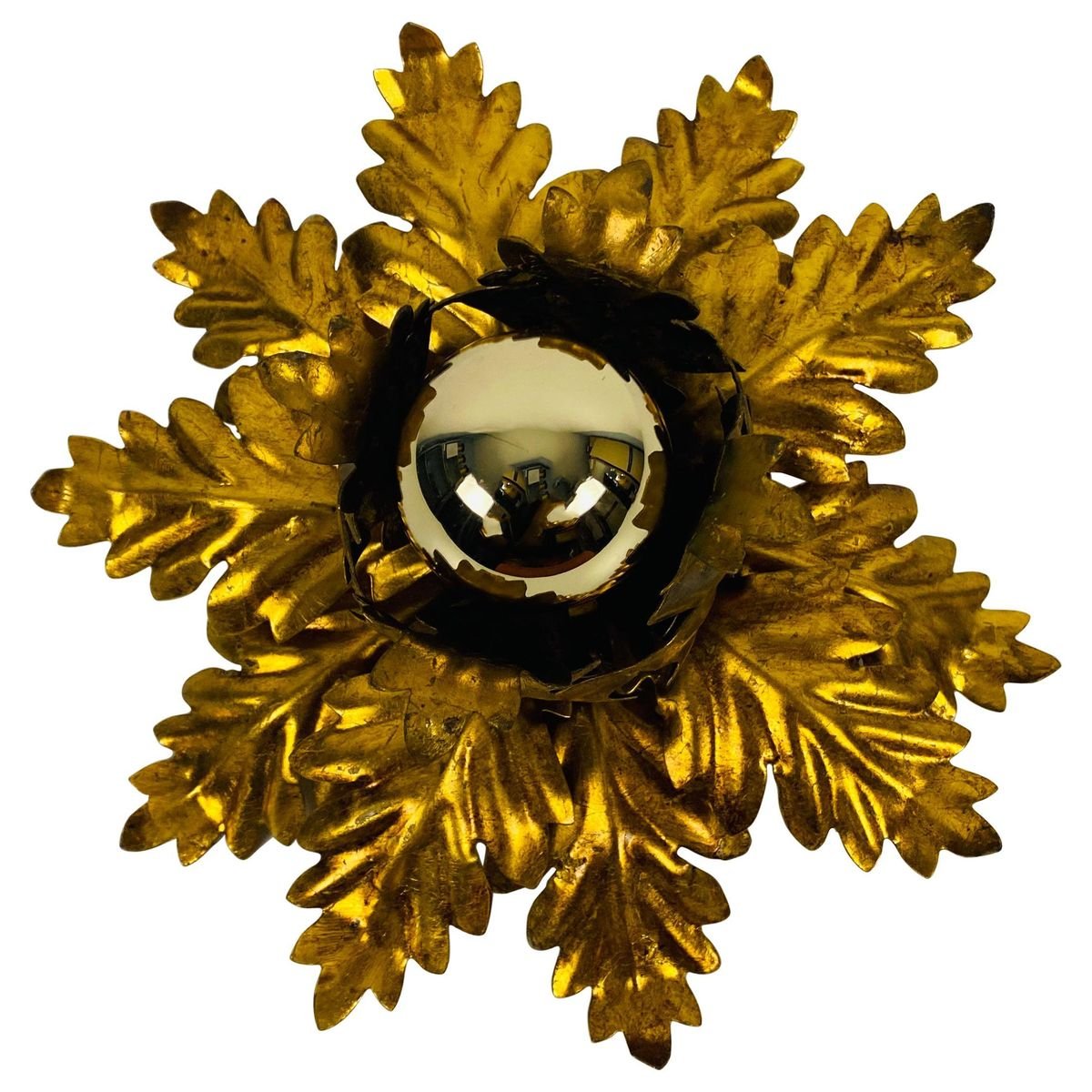 Golden Florentine Flower Shape Flushmount from Banci, Italy, 1970s