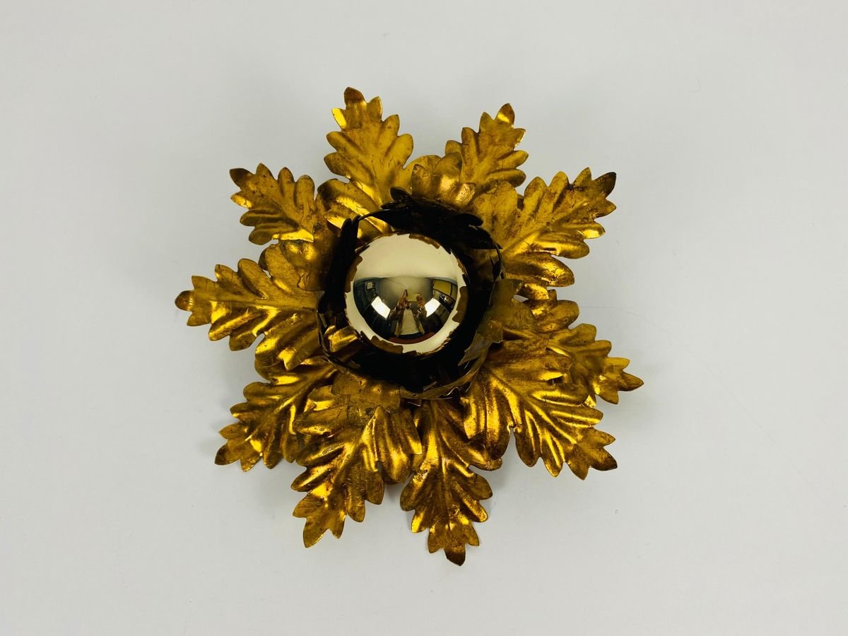 Golden Florentine Flower Shape Flushmount from Banci, Italy, 1970s