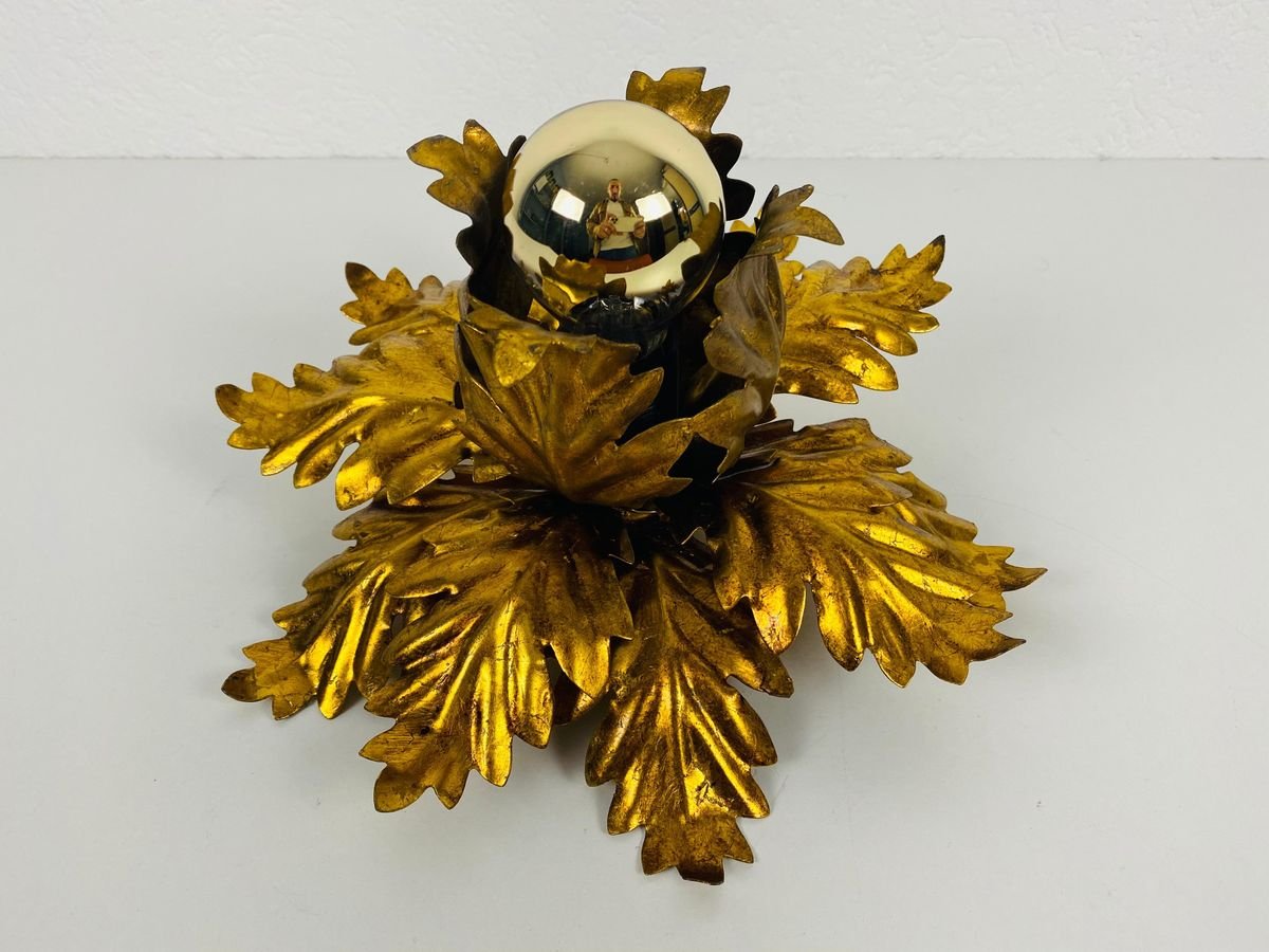 Golden Florentine Flower Shape Flushmount from Banci, Italy, 1970s