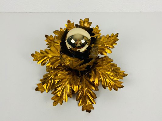 Golden Florentine Flower Shape Flushmount from Banci, Italy, 1970s-PUK-885957