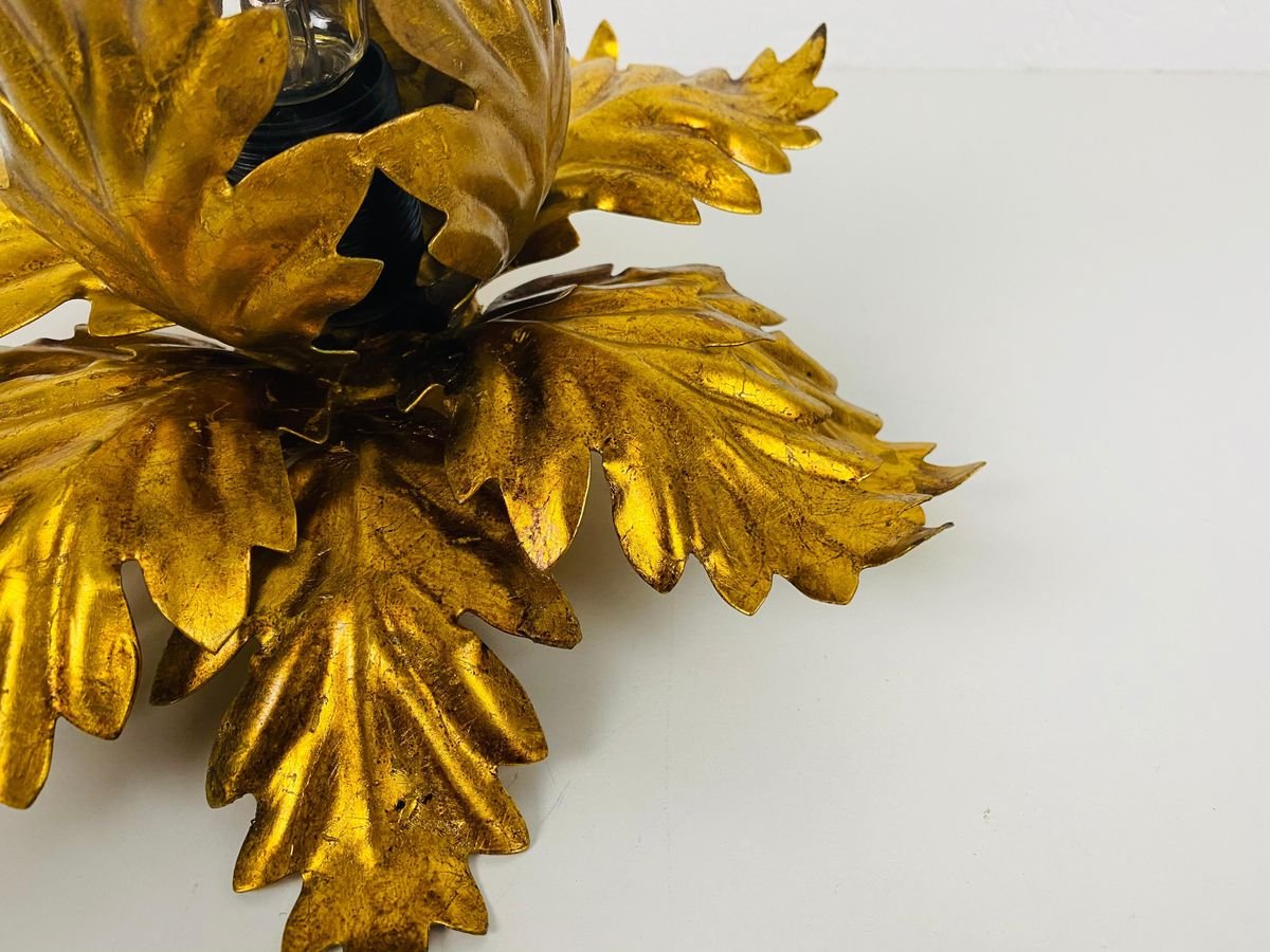 Golden Florentine Flower Shape Flushmount from Banci, Italy, 1970s