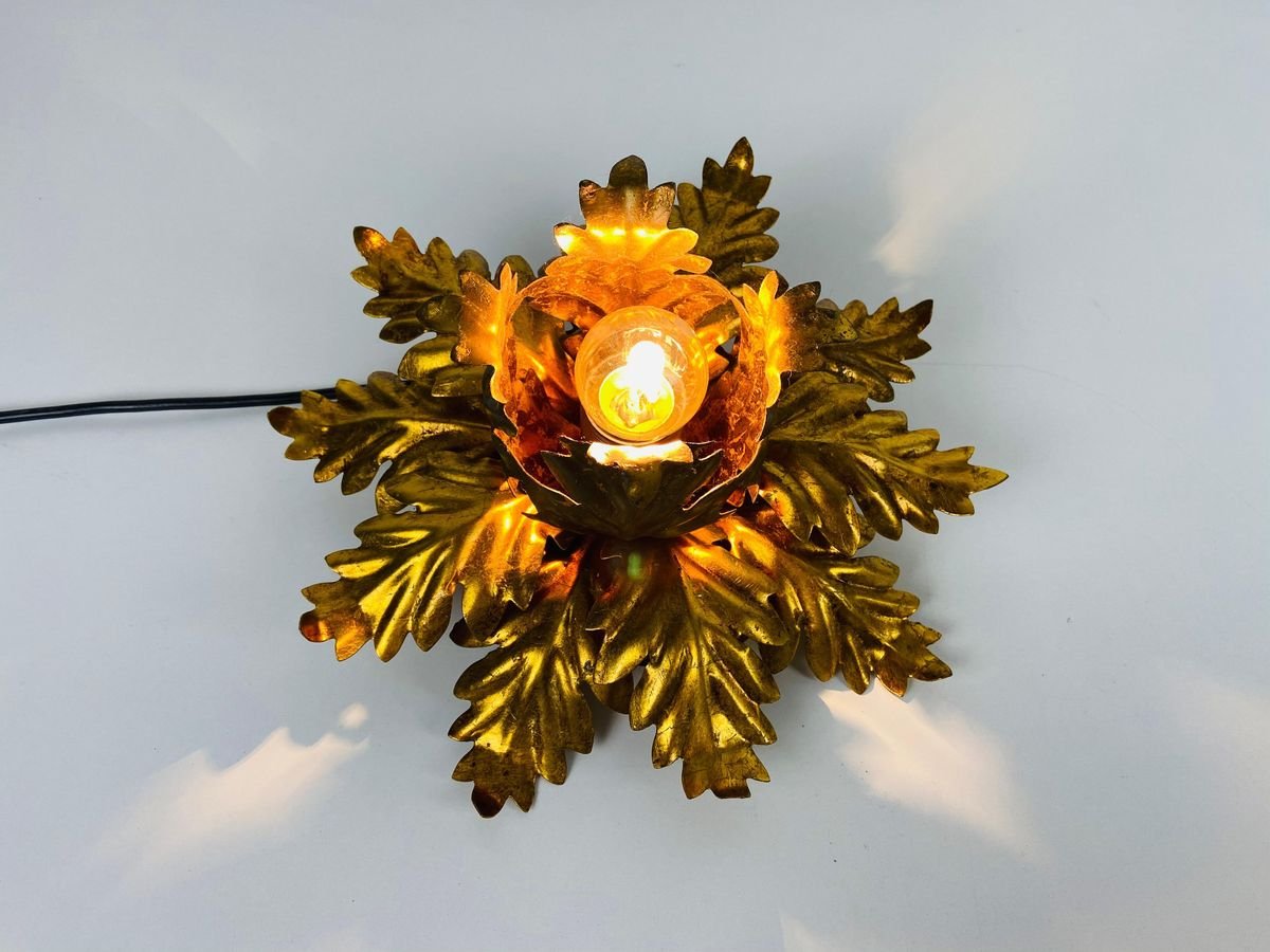 Golden Florentine Flower Shape Flushmount from Banci, Italy, 1970s