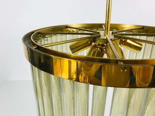 Golden Gilded Brass and Crystal Glass Chandelier by Christoph Palme, 1960s-PUK-617842