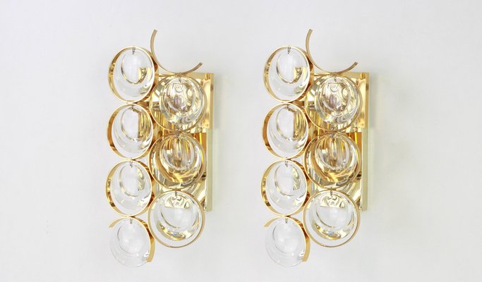 Golden Gilded Brass and Crystal Sconce from Palwa, Germany, 1960s-UGR-1085773