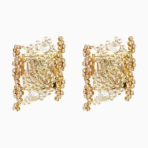 Golden Gilded Brass and Crystal Sconce from Palwa, Germany, 1960s, Set of 2-UGR-1085995