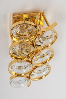 Golden Gilded Brass and Crystal Sconces by Palwa, Germany, 1960s, Set of 2-UGR-1244750