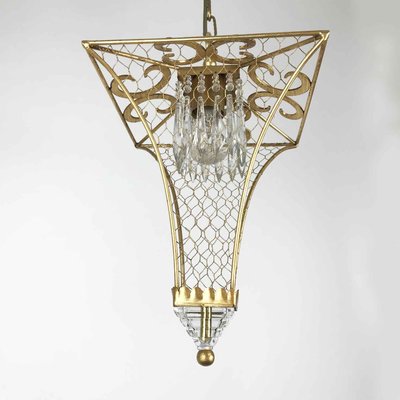 Golden Iron and Crystal Lantern 1 Light from Banci, 1980s-TBU-2016664