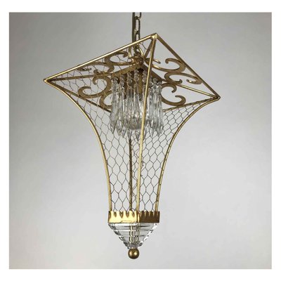 Golden Iron and Crystal Lantern 1 Light from Banci, 1980s-TBU-2016664