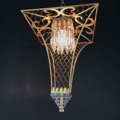 Golden Iron and Crystal Lantern 1 Light from Banci, 1980s-TBU-2016664