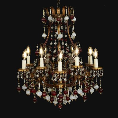 Golden Iron Cage Chandelier, 1950s-TBU-2022876