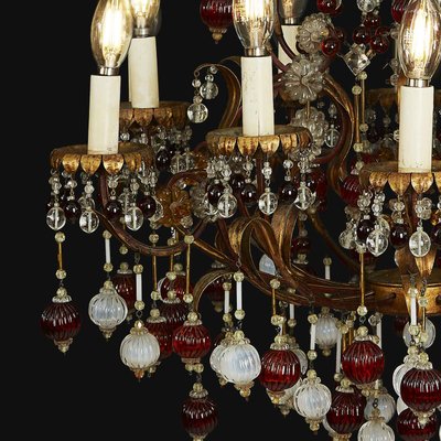 Golden Iron Cage Chandelier, 1950s-TBU-2022876