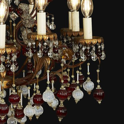 Golden Iron Cage Chandelier, 1950s-TBU-2022876