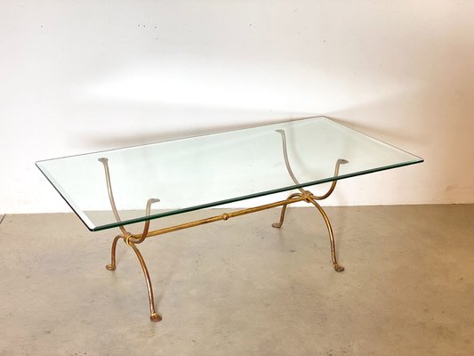 Golden Iron & Crystal Coffee Table, 1980s-NPC-1318578