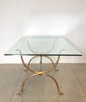 Golden Iron & Crystal Coffee Table, 1980s-NPC-1318578