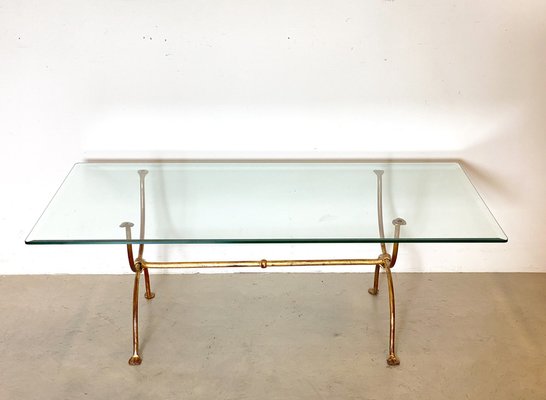 Golden Iron & Crystal Coffee Table, 1980s-NPC-1318578