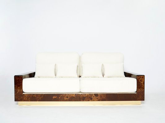 Golden Lacquer and Brass Curly Sofa from Maison Jansen, 1970s-YJA-1098579