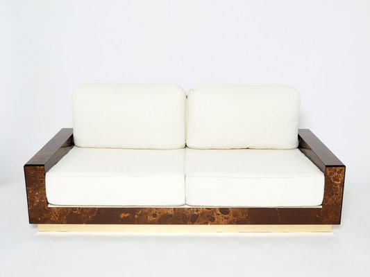 Golden Lacquer and Brass Curly Sofa from Maison Jansen, 1970s-YJA-1098579