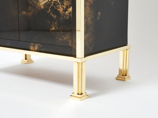 Golden Lacquer and Brass Secretary Cabinet by Maison Jansen, 1970s-YJA-1078937