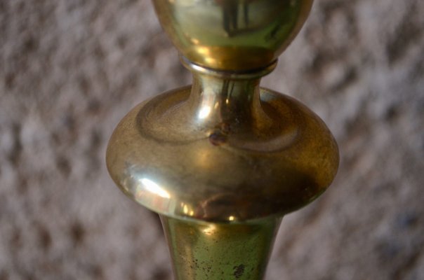 Golden Metal Candleholders, 1940s, Set of 2-AIU-704066