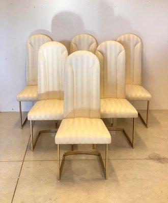 Golden Metal Dining Chairs, 1980s, Set of 6-NPC-1186327