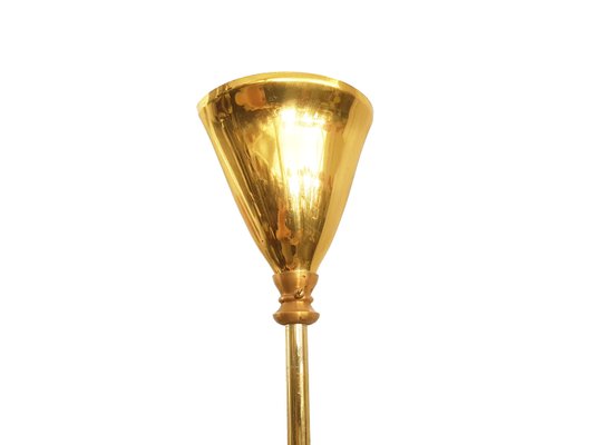 Golden Metal & Etched Glass Pendant Lamp by Oscar Torlasco for Lumi, 1960s-RD-2027547