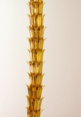 Golden Palm Tree Floor Lamp with 3 Sparkling Branches, Italy, 1970s-IXC-1409600