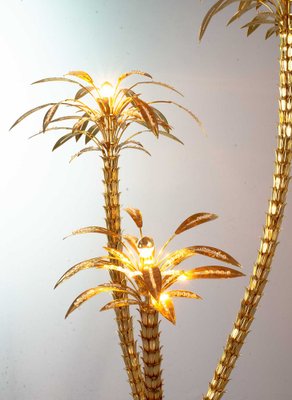 Golden Palm Tree Floor Lamp with 3 Sparkling Branches, Italy, 1970s-IXC-1409600