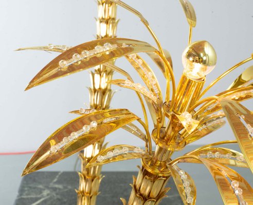 Golden Palm Tree Floor Lamp with 3 Sparkling Branches, Italy, 1970s-IXC-1409600