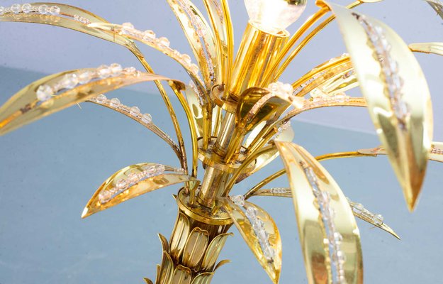 Golden Palm Tree Floor Lamp with 3 Sparkling Branches, Italy, 1970s-IXC-1409600