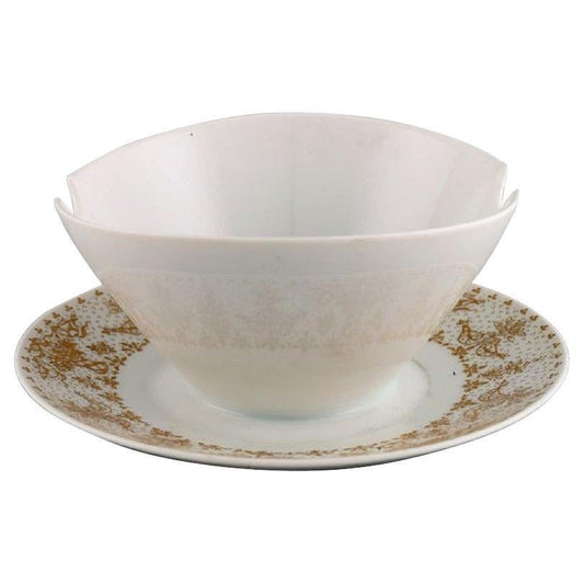 Golden Porcelain Sauce Bowl by Bjorn Wiinblad for Rosenthal, 1980s