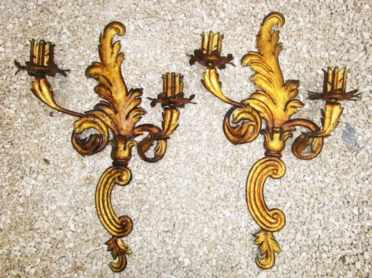 Golden Sconces, 1920s, Set of 2-ZVO-874310