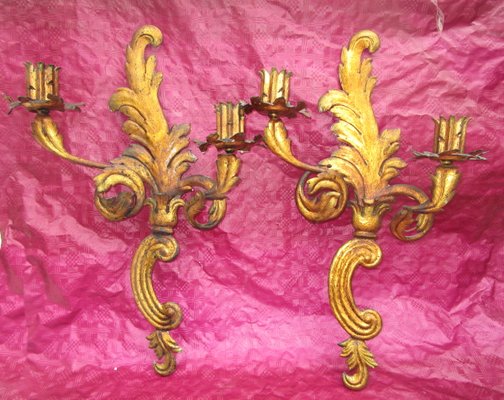 Golden Sconces, 1920s, Set of 2-ZVO-874310