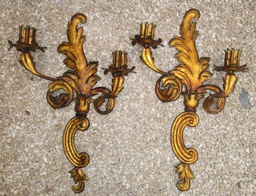 Golden Sconces, 1920s, Set of 2-ZVO-874310