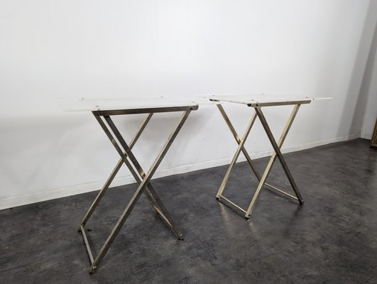 Golden Side Tables, 1980s, Set of 2-HLV-2033129